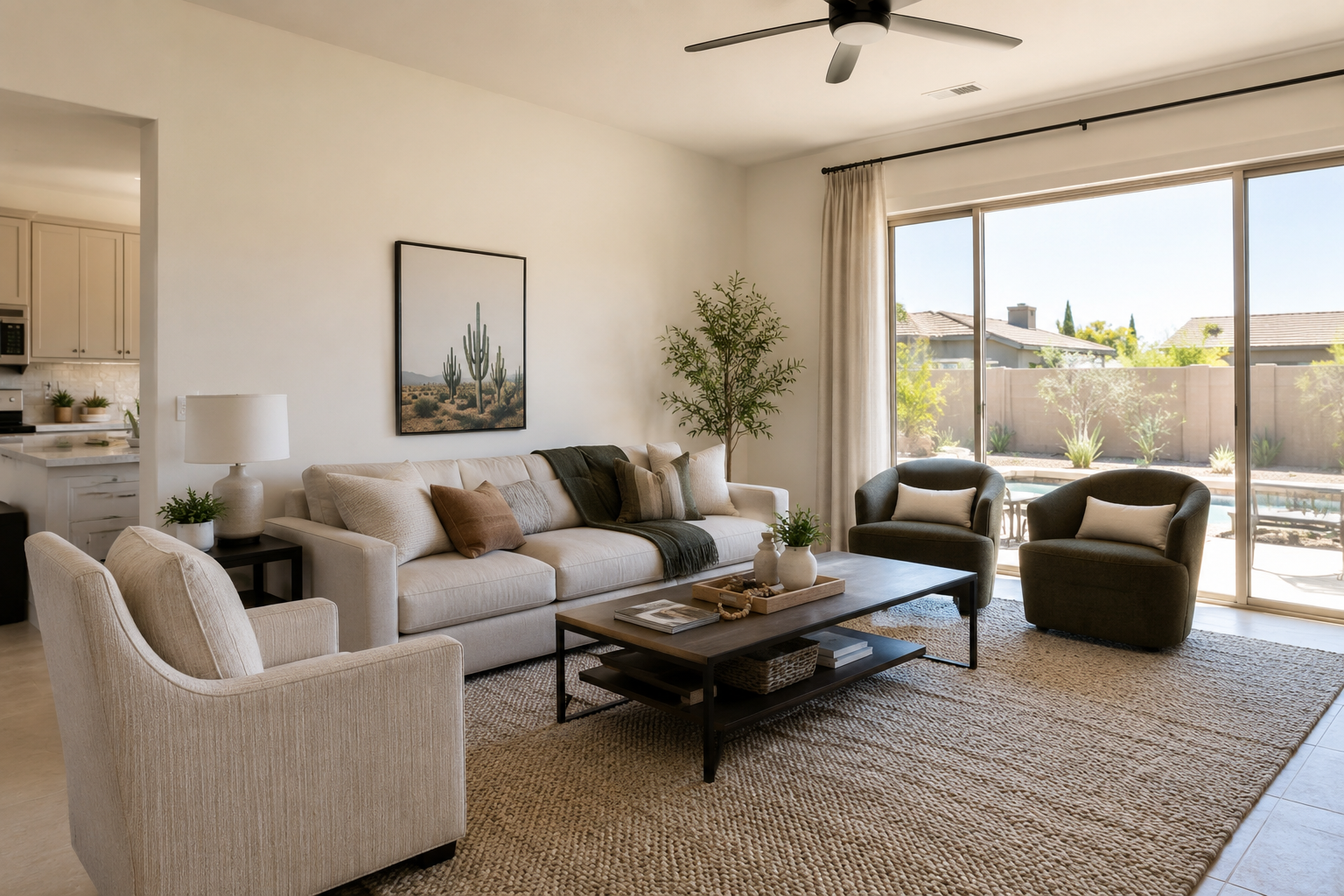 Bright, freshly cleaned modern Phoenix home interior